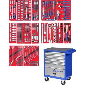 Набор инструментов "ПРОФИ" в синей тележке, 299 предметов, МАСТАК, 52-299B
